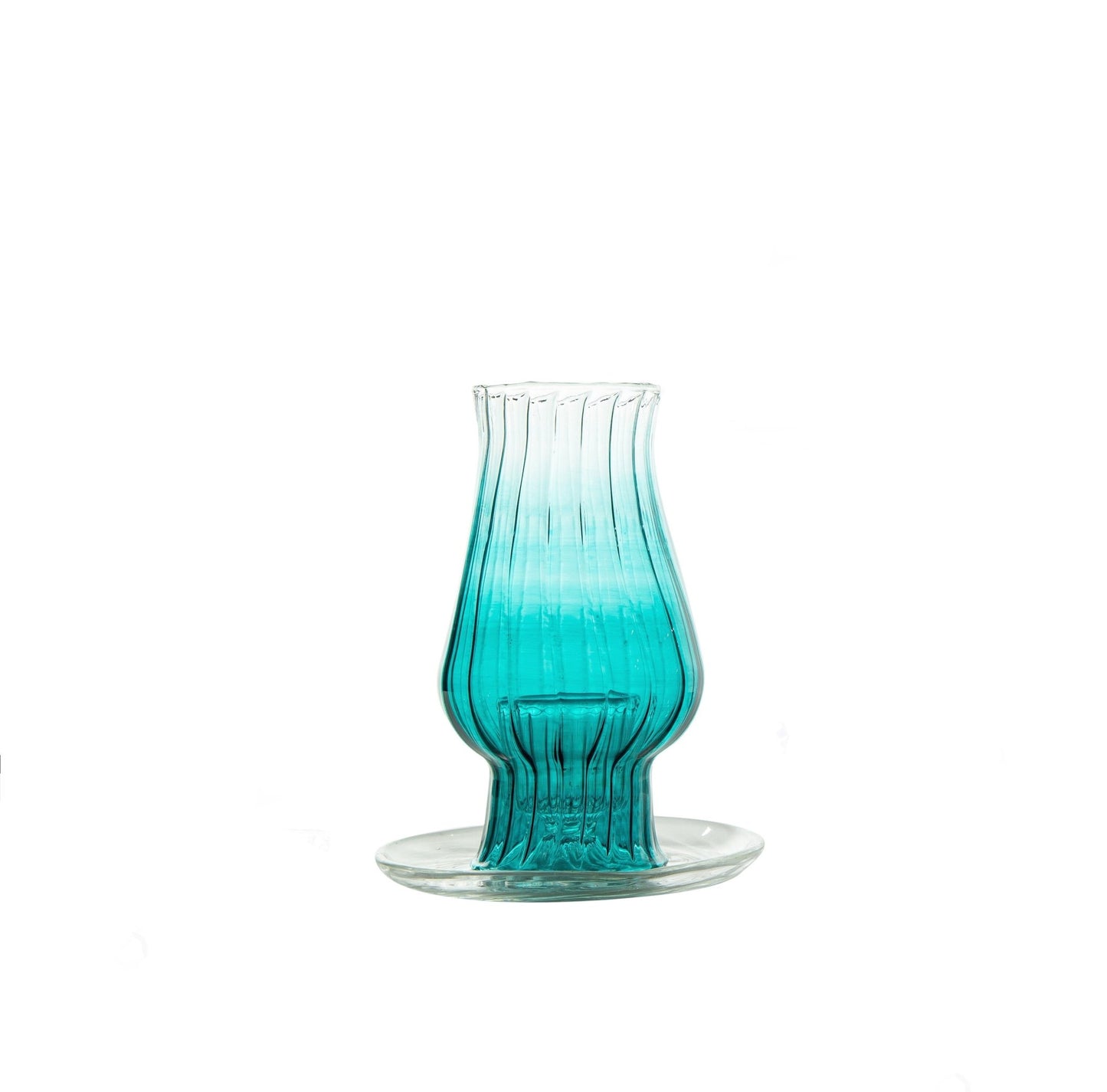 Aqua Turquoise Candle Stick Holder " Romantic Candle " - Les Trois Pyramides