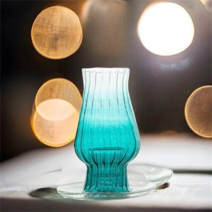 Aqua Turquoise Candle Stick Holder " Romantic Candle " - Les Trois Pyramides