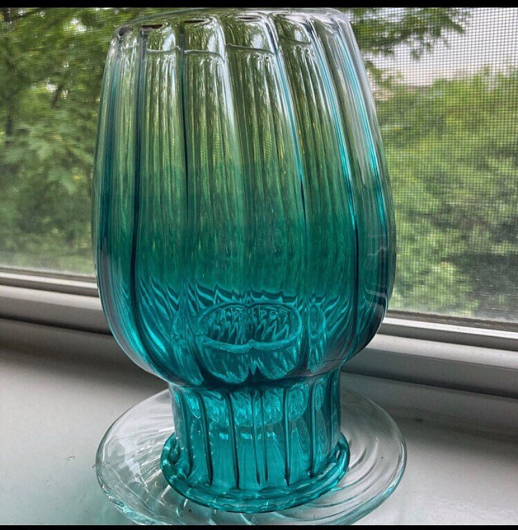 Aqua Turquoise Candle Stick Holder " Romantic Candle " - Les Trois Pyramides