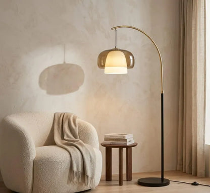 Arc Floor Lamp | Modern Floor Lamp | Glass Floor Lamp | Brass Standing Lamp | Reading Lamp | Living Room Lighting | Les Trois Pyramides