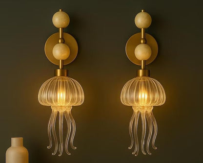 Artisan Ocean-Inspired Onyx & Blown Glass wall Light