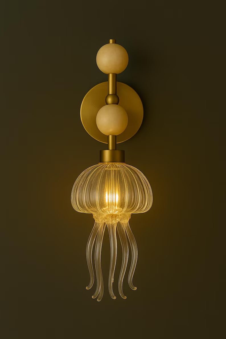 Artisan Ocean-Inspired Onyx & Blown Glass wall Light