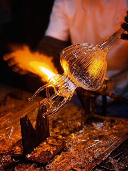 Artisan Ocean-Inspired Onyx & Blown Glass wall Light