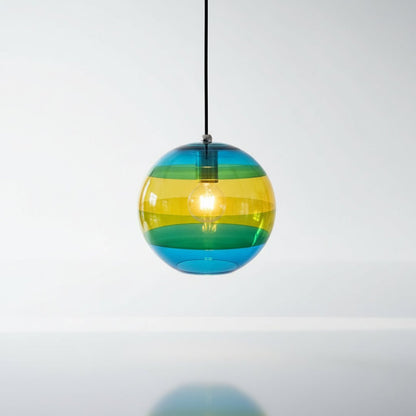 Artisanal Hand-Blown Multicolor Globe Pendant Light