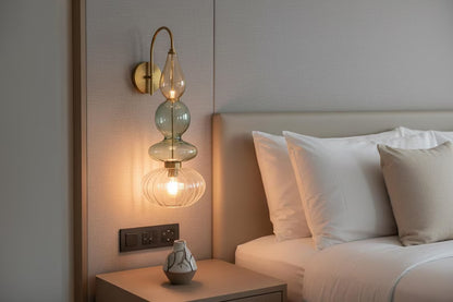 Brass Wall Sconce – Blown Glass Bathroom Vanity Light, Art Deco Bedside Wall Lamp, Indoor Wall Lighting-Hallway or entryway, Art Deco Style | Les Trois Pyramides