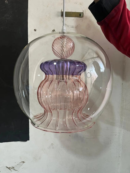 Aurora Glow pendant: Blown glass light pendant for home decor custom colours | Les Trois Pyramides