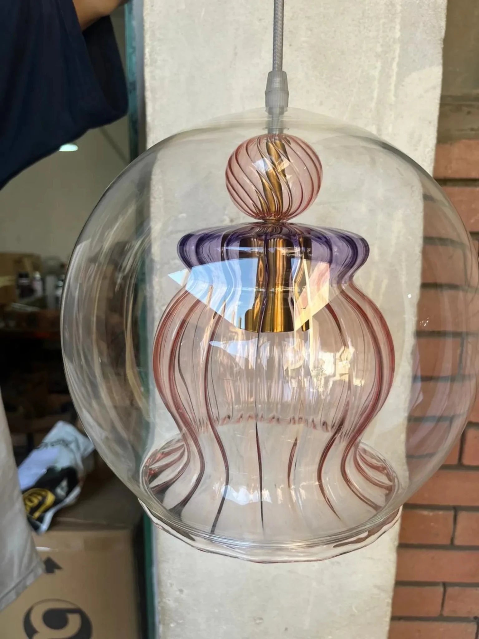 Aurora Glow pendant: Blown glass light pendant for home decor custom colours | Les Trois Pyramides