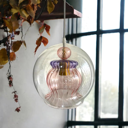 Aurora Glow pendant: Blown glass light pendant for home decor custom colours | Les Trois Pyramides