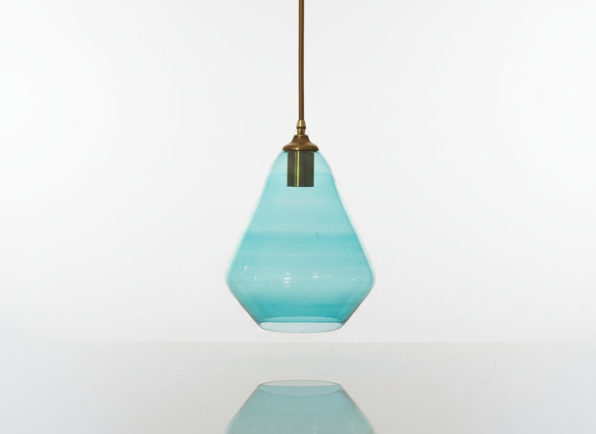 Azure Glow: Handcrafted Light Blue Blown Glass Pendant Light
