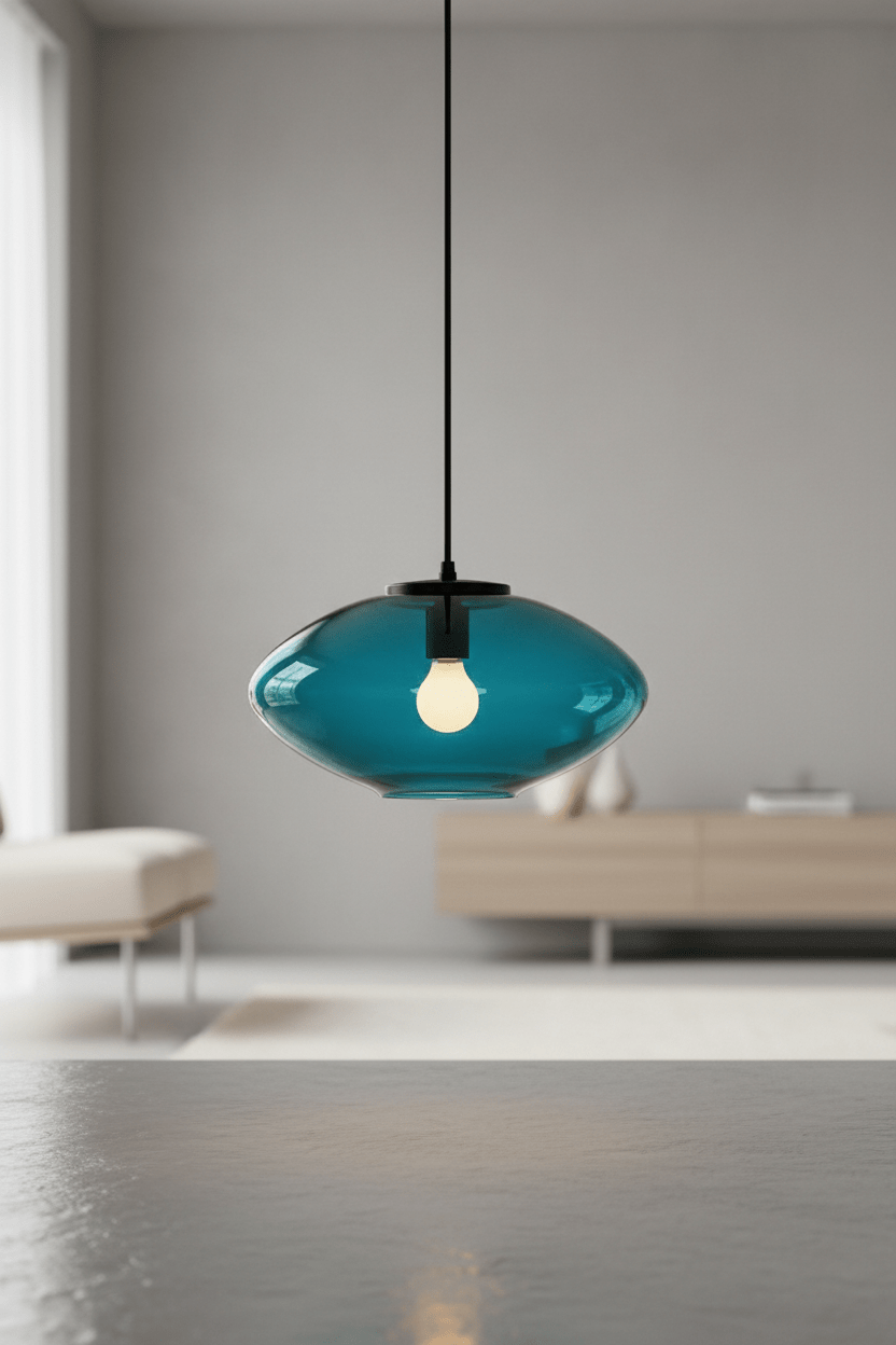 Azure Lens Blown Glass Pendant Light