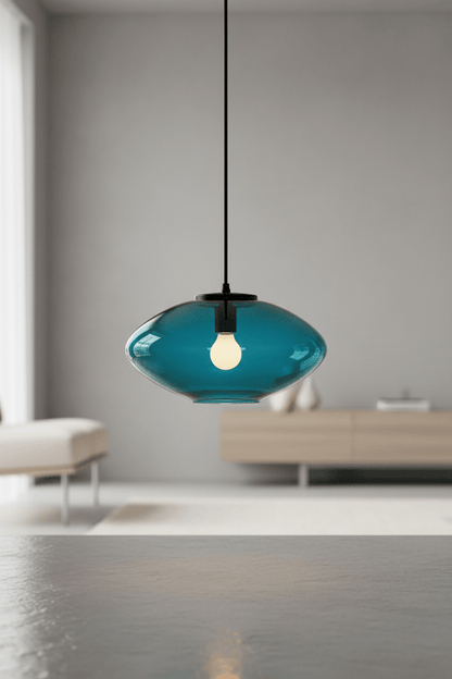 Azure Lens Blown Glass Pendant Light