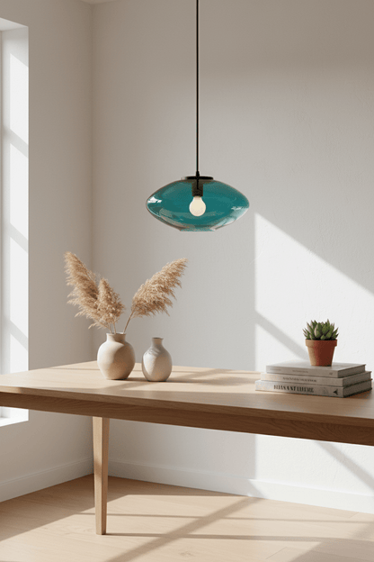 Azure Lens Blown Glass Pendant Light