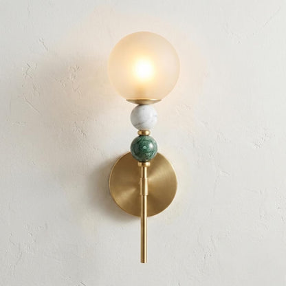 Wall Sconce, Frosted Glass Wall Sconce, Marble Wall Light, Brass Wall Sconce, Bathroom Vanity Lighting, Bedside Lamp, Modern Wall Lighting | Les Trois Pyramides