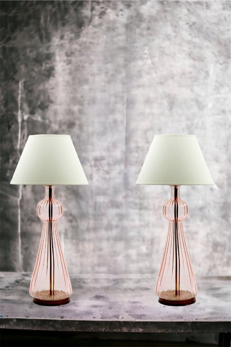 Bedside Lamp Pair Blown Glass - Les Trois Pyramides