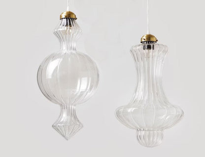 Blown Glass and Brass Light Fixture - Les Trois Pyramides