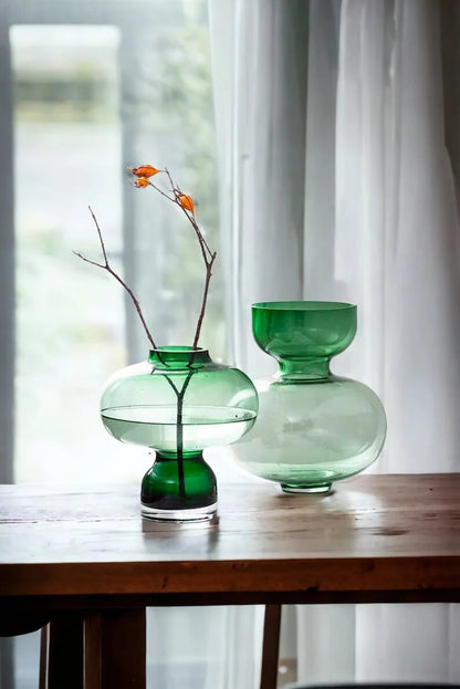 Blown Glass Art Deco Vase - Les Trois Pyramides