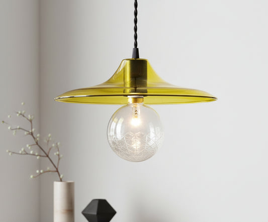 Rounded Handmade Deco Light Fixture , Hanging Lamp for Dining Room Lights , Hand Blown Glass Pendant,modern Ceiling Lights - Les Trois Pyramides 