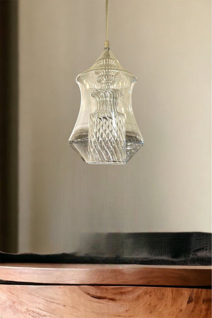 Blown Glass Light Pendant For Kitchen Decor - Les Trois Pyramides