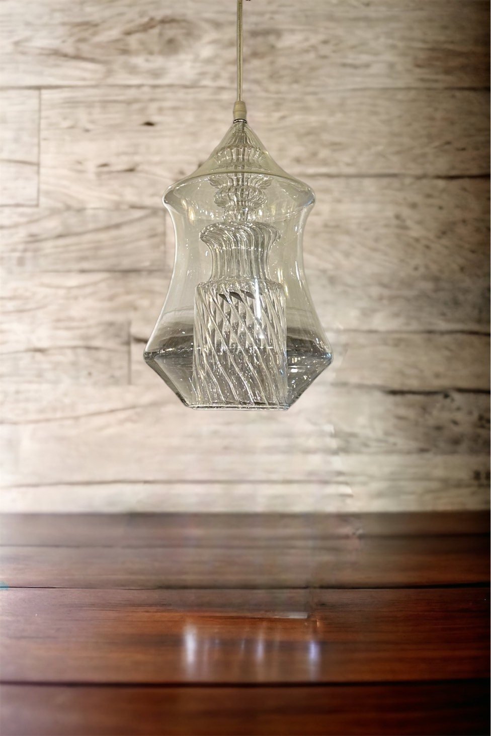 Blown Glass Light Pendant For Kitchen Decor - Les Trois Pyramides