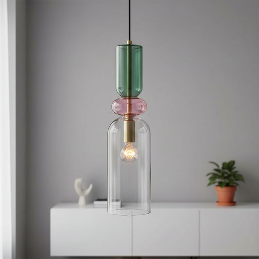 Blown Glass Light Pendant For Living Room - Les Trois Pyramides