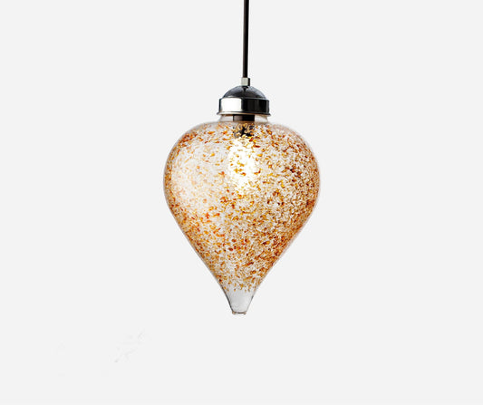 Blown Glass Light Pendant With Gold Frosted Glass - Les Trois Pyramides