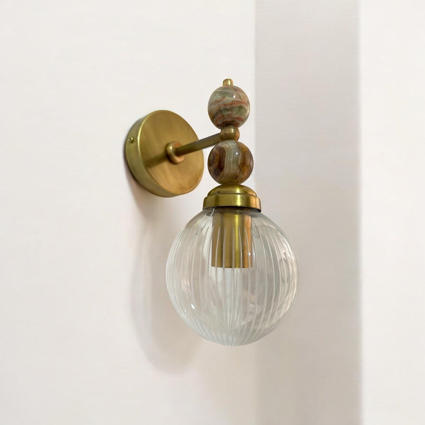 Blown Glass & Natural onyx stones - over mirror light