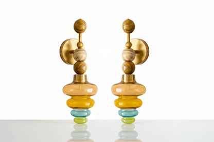 Blown Glass & Natural onyx stones wall lamp