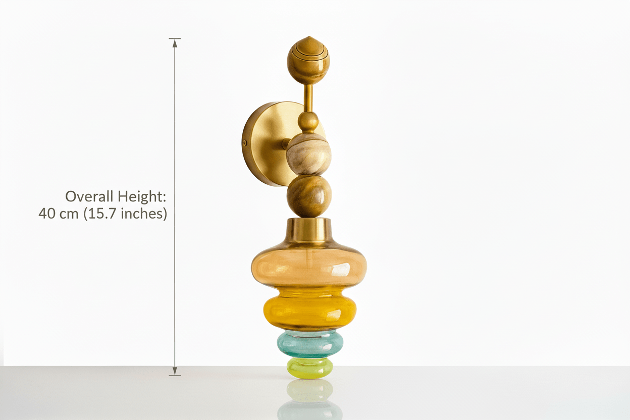 Blown Glass & Natural onyx stones wall lamp