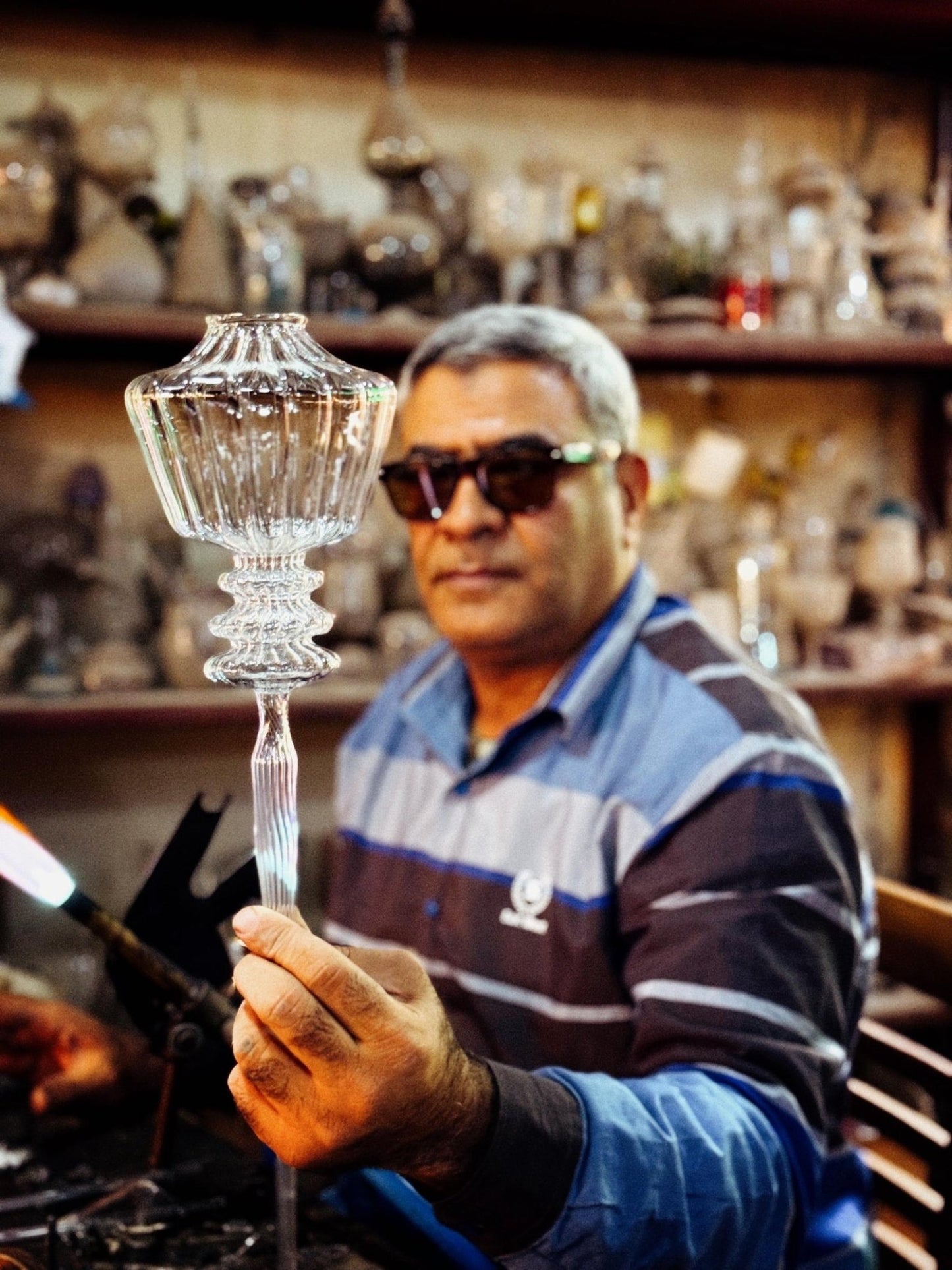 Blown Glass Wall Sconce Brass Wall Light, Natural Onyx Stone Vanity Lamp, Vintage Bedside Wall Lighting, Handmade Bathroom Fixture