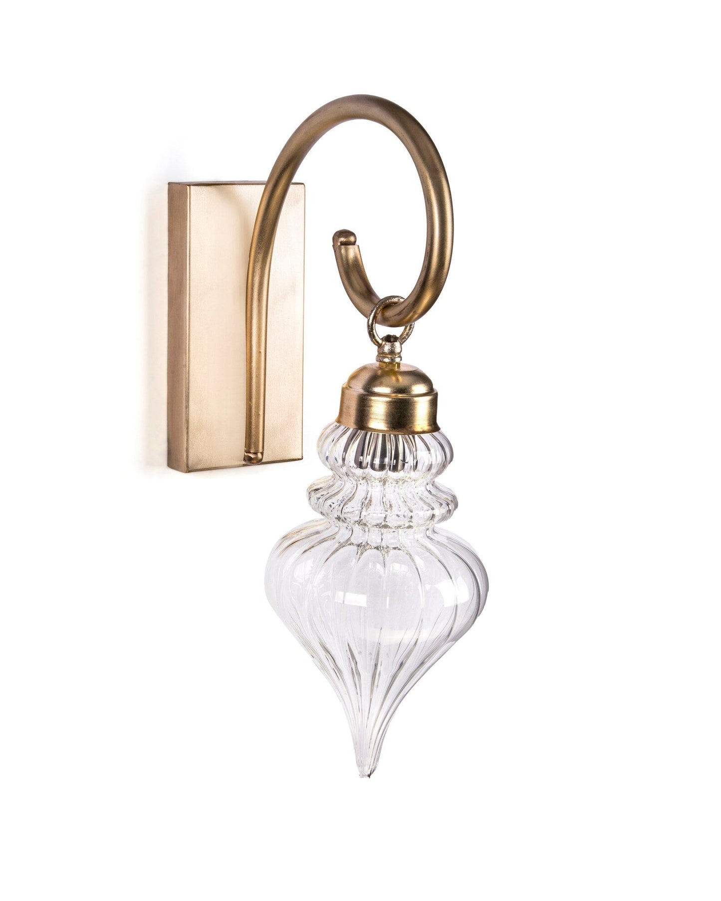 Blown Glass Wall Sconce with Antique Brass – Handmade Hallway Wall Light| Les Trois Pyramides 