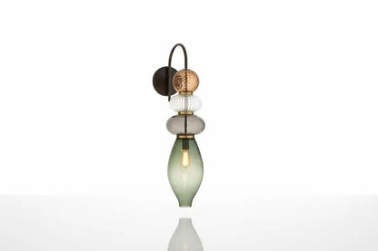 Brass Wall Sconce – Blown Glass Bathroom Vanity Light, Art Deco Bedside Wall Lamp, Indoor Wall Lighting-Hallway or entryway | Les Trois Pyramides