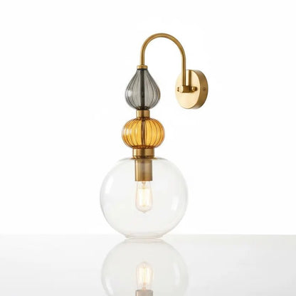 Brass Wall Sconce – Blown Glass Bathroom Vanity Light, Art Deco Bedside Wall Lamp, Indoor Wall Lighting | Les Trois Pyramides