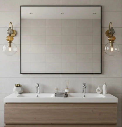 Brass Wall Sconce – Blown Glass Bathroom Vanity Light, Art Deco Bedside Wall Lamp, Indoor Wall Lighting | Les Trois Pyramides