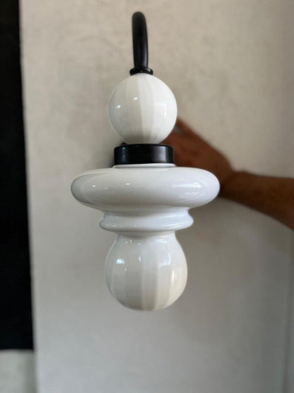 Modern Wall Sconce Glass Light, Handmade Blown Glass Lamp, Brass Wall Lighting, Bedside Light, Bathroom Vanity Sconce | Les Trois Pyramides