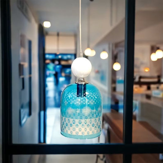 Blue chapeau Blown Glass Pendant Light - Les Trois Pyramides