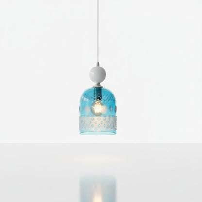 Blue chapeau blown glass pendant light