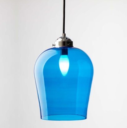 Blue Hanging Lamp With Silver Fittings - Les Trois Pyramides