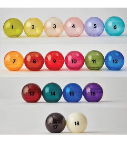 Set of 18 colorful numbered balls 