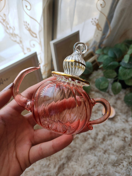 Blush Pink Teapot Christmas Ornament With 14K Gold - Les Trois Pyramides