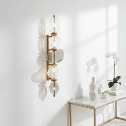 Brass Gemstone Mosaic Blown Glass Applique