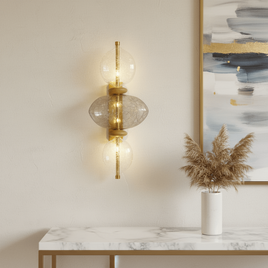 Brass Gemstone Mosaic Blown Glass Applique