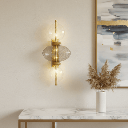 Brass Gemstone Mosaic Blown Glass Applique