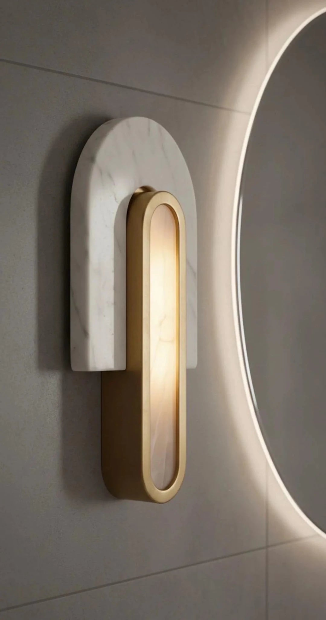 Modern wall light fixture on a neutral wall 