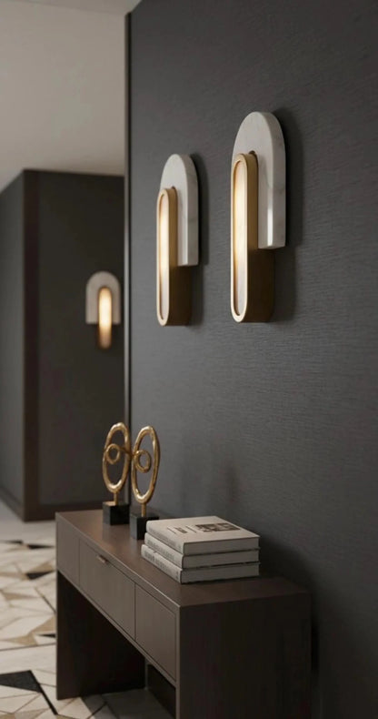 Marble Brass Wall Sconce – Modern Bathroom Wall Light