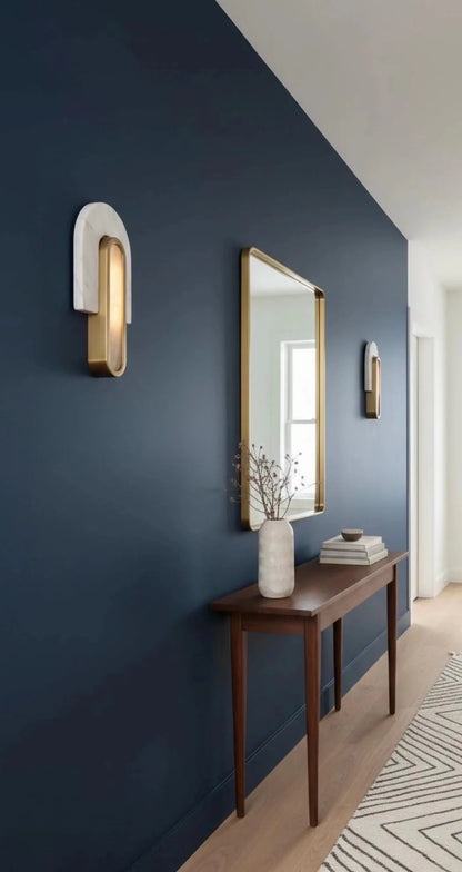 Marble Brass Wall Sconce – Modern Bathroom Wall Light
