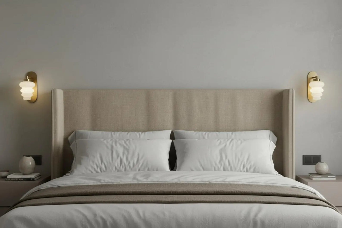 Brass Wall Sconce – Blown Glass Wall Light – Vintage Inspired Sconce - Bedside Wall Lamp  | Les Trois Pyramides.
 