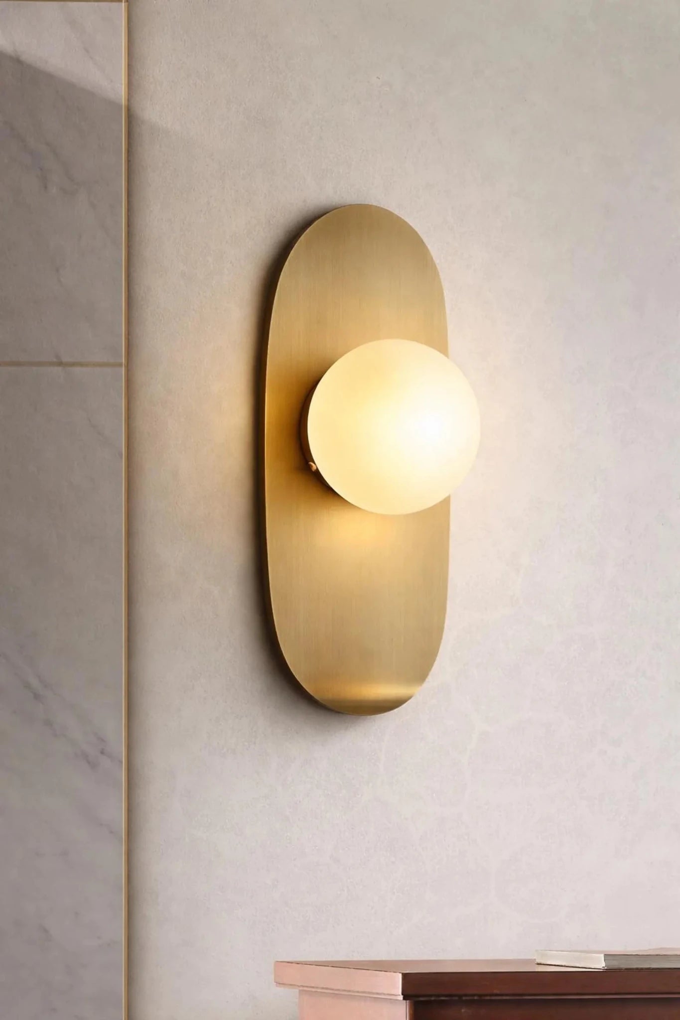 Wall-mounted light fixture with a warm glow 