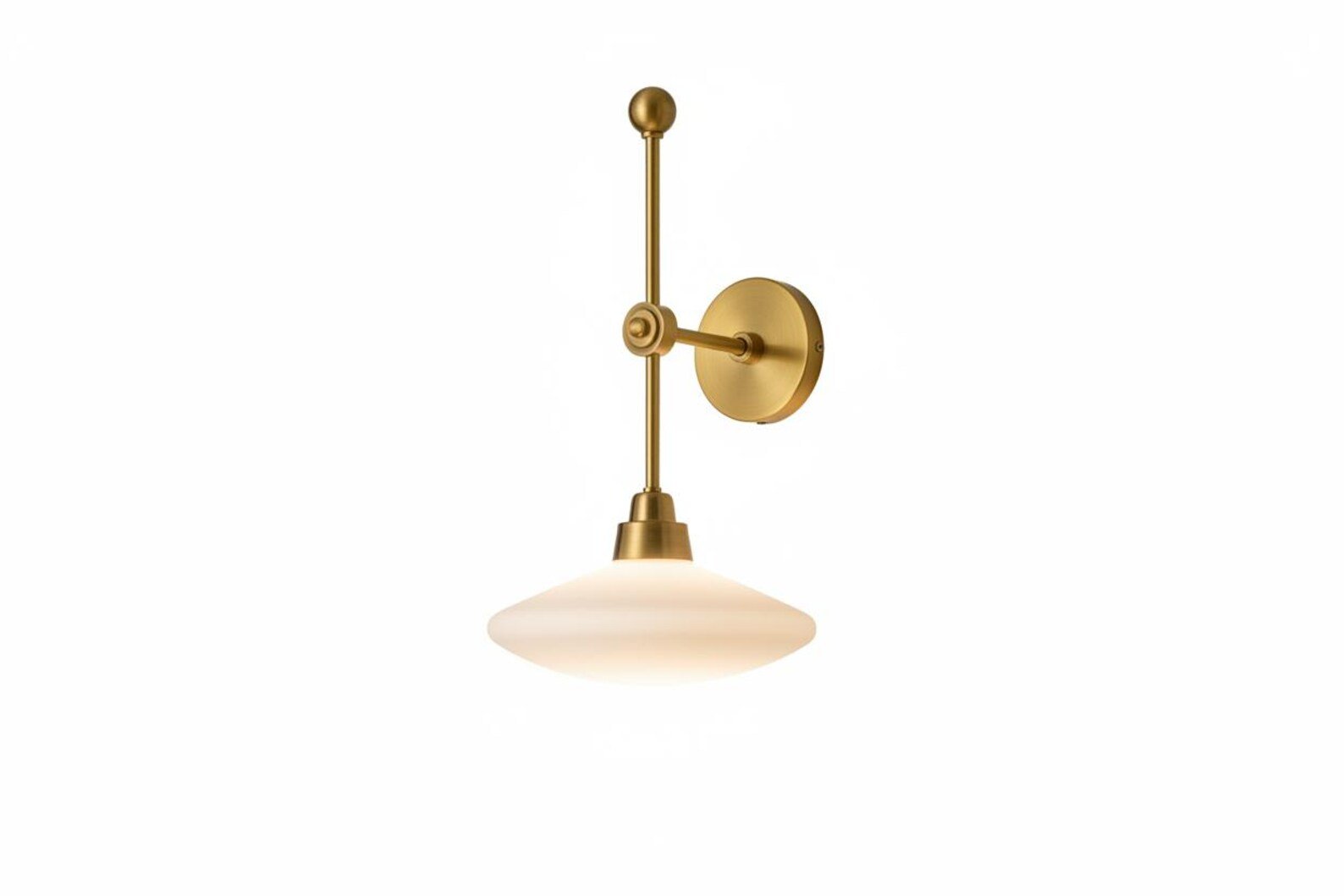Brass Wall Sconce with Frosted Glass – LED Bedside Wall Light | Les Trois Pyramides