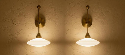 Brass Wall Sconce with Frosted Glass – LED Hallway Wall Light | Les Trois Pyramides