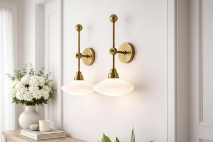 Brass Wall Sconce with Frosted Glass – LED Wall Light | Les Trois Pyramides